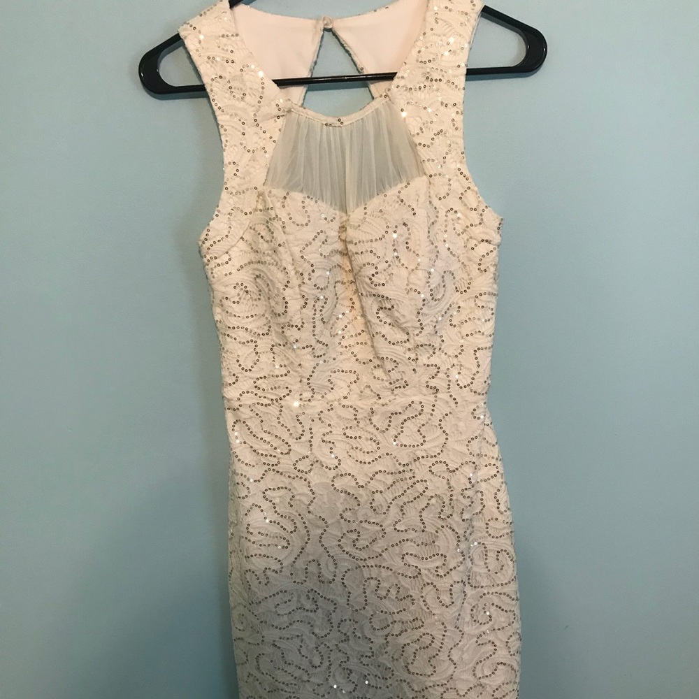 City Triangles White sequin formal dress